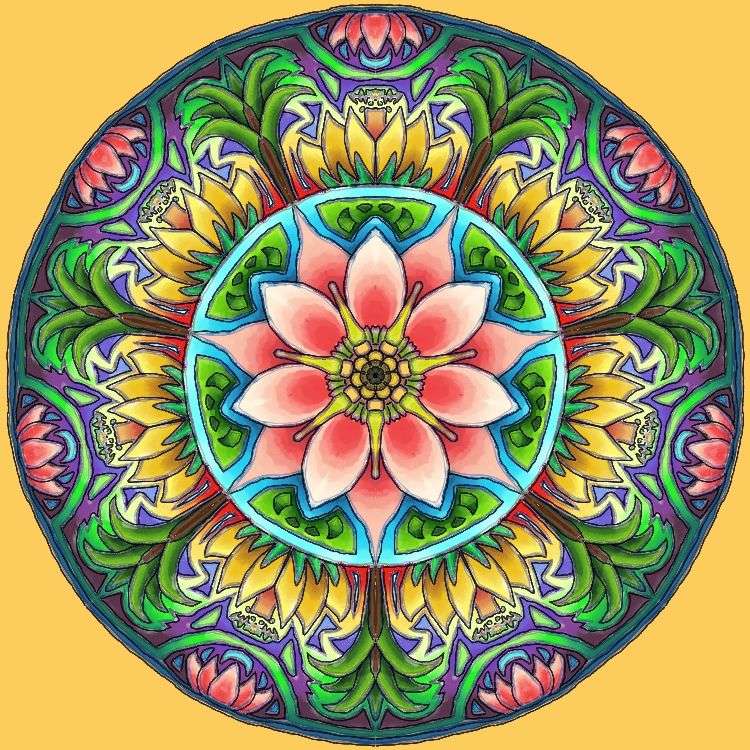 Mandala multicolore différentes couleurs puzzle