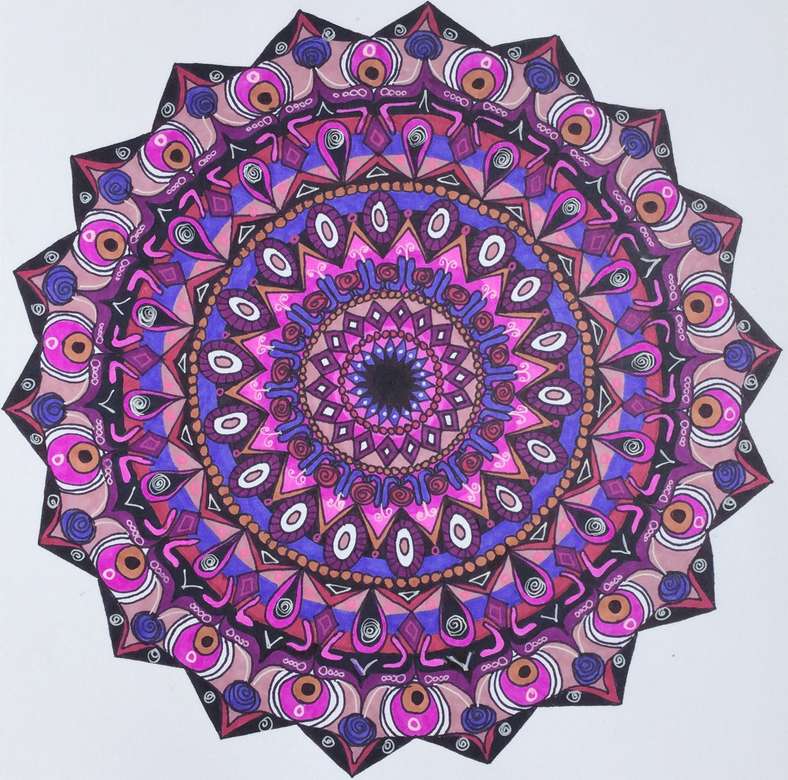 Mandala w kolorach fioletowym i różowym puzzle online