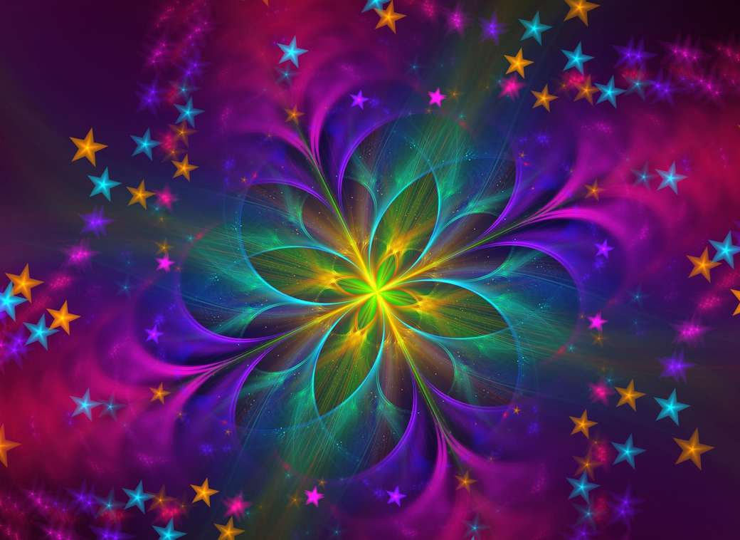 Gwiaździste niebo kolorowe światło sztuki puzzle online