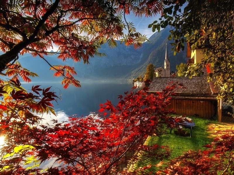 Jesienny Widok Na Jezioro I Góry puzzle online