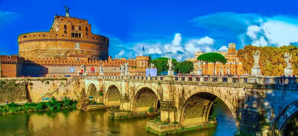 Római kilátás a Castel Sant'Angelo-ra a Tiberis felett online rejtvény