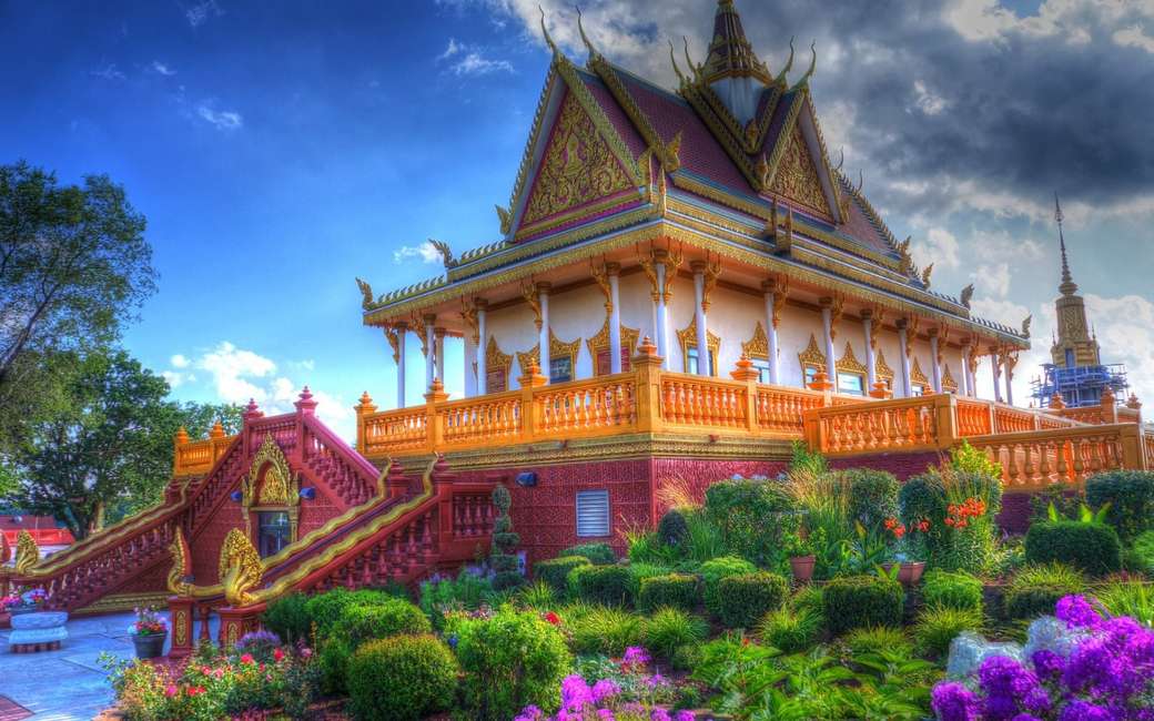 kwiaty świątyni buddyjskiej puzzle online