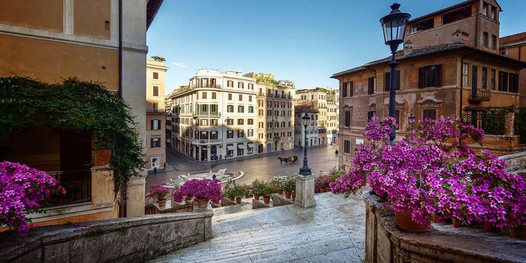 Schody Hiszpańskie w Rzymie widok z góry puzzle online