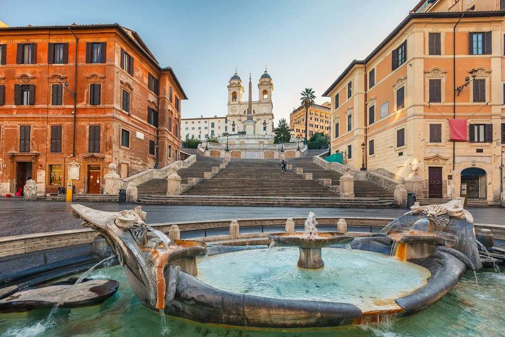 Schody Hiszpańskie z fontanną w Rzymie puzzle online
