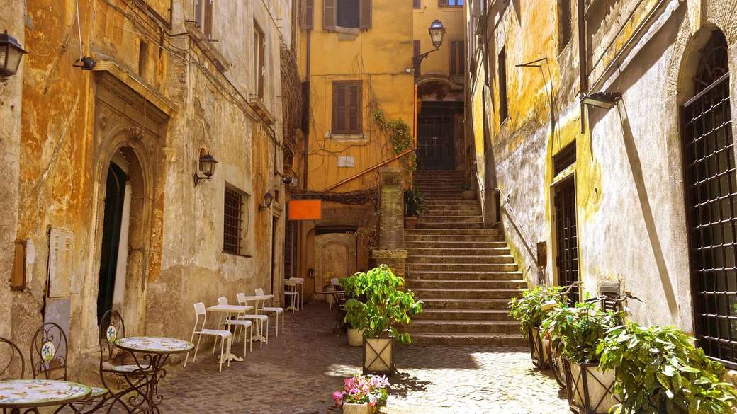 Stare miasto ze schodami w Rzymie puzzle online