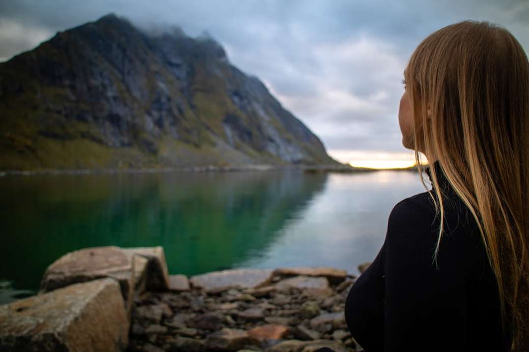Viaggio da solo in un fiordo nel circolo polare artico norvegese puzzle