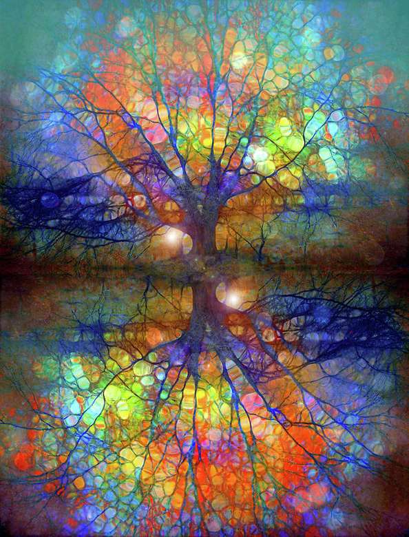 Kolorowe drzewa filigranowe puzzle online