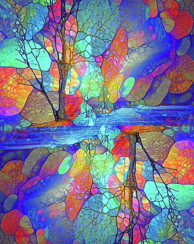 Kolorowe drzewa filigranowe puzzle online