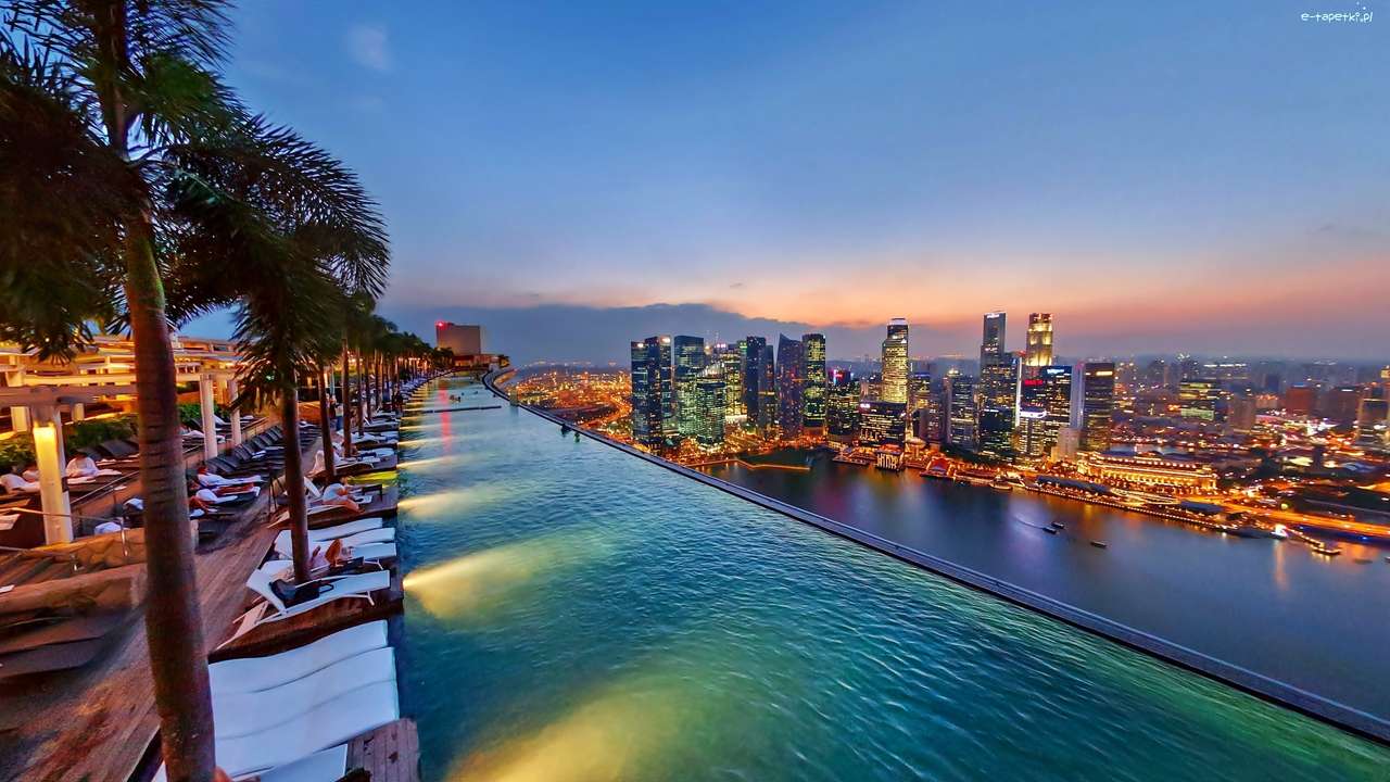 panorama z tarasu hotelu w singapurze puzzle online