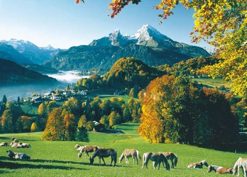 niemcy- góry, konie na łące puzzle online