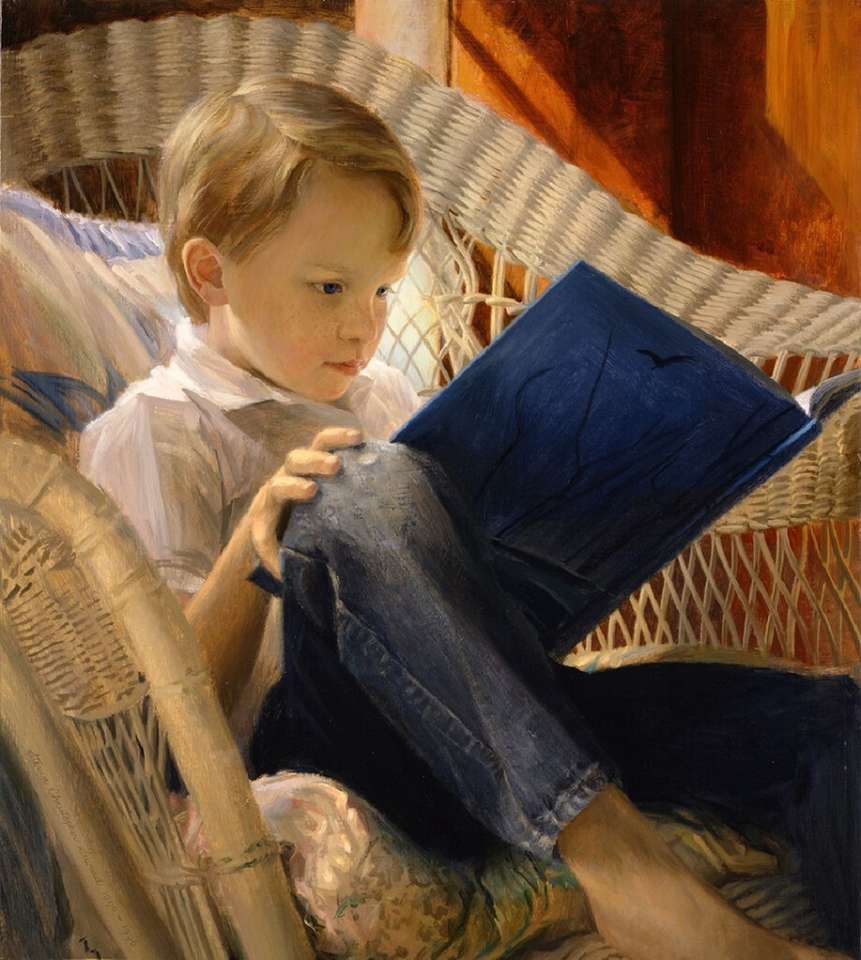 czytający chłopiec puzzle online