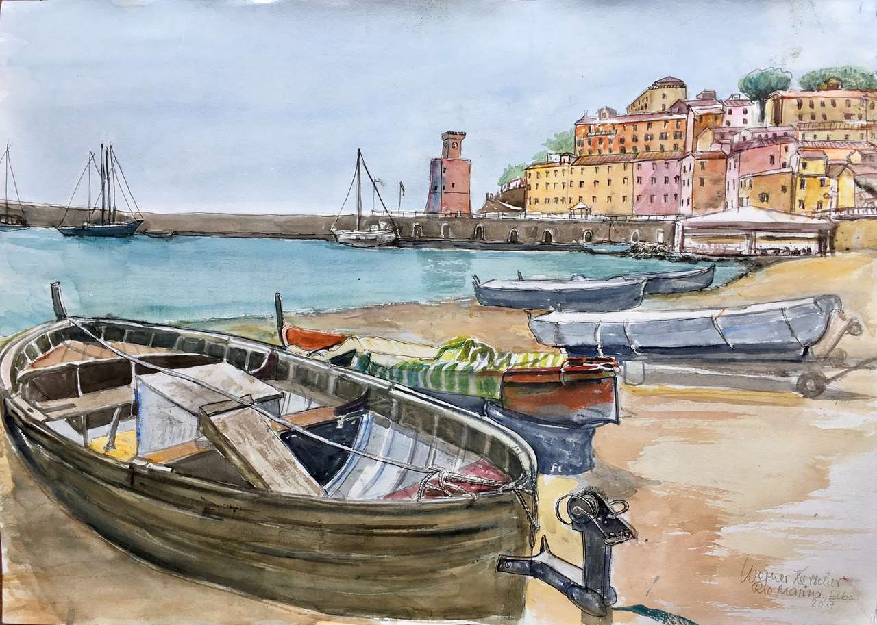 Malowanie Rio Marina na Elbie we Włoszech puzzle online