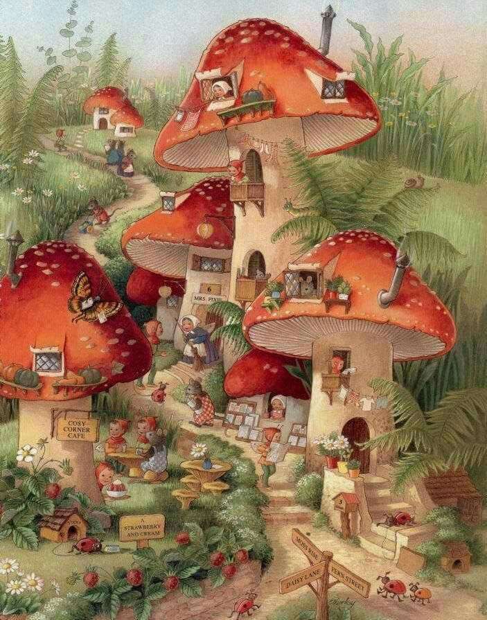 Domki grzybowe z bajkowego świata puzzle online