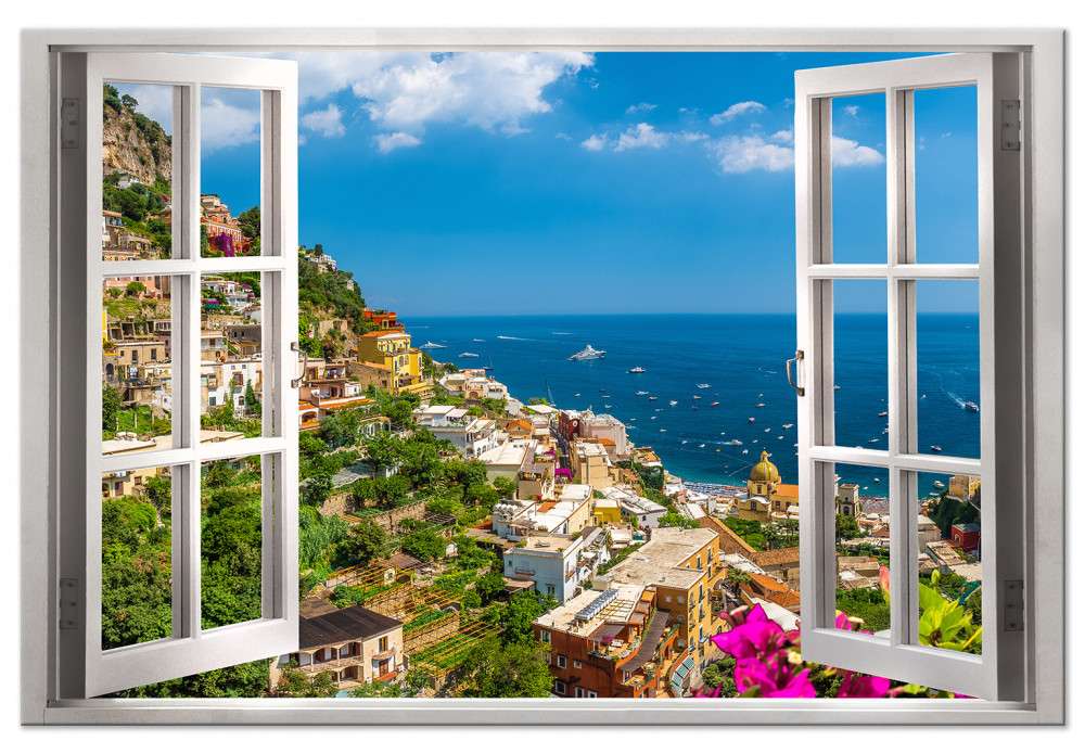 Piękny krajobraz widoczny przez okno puzzle online