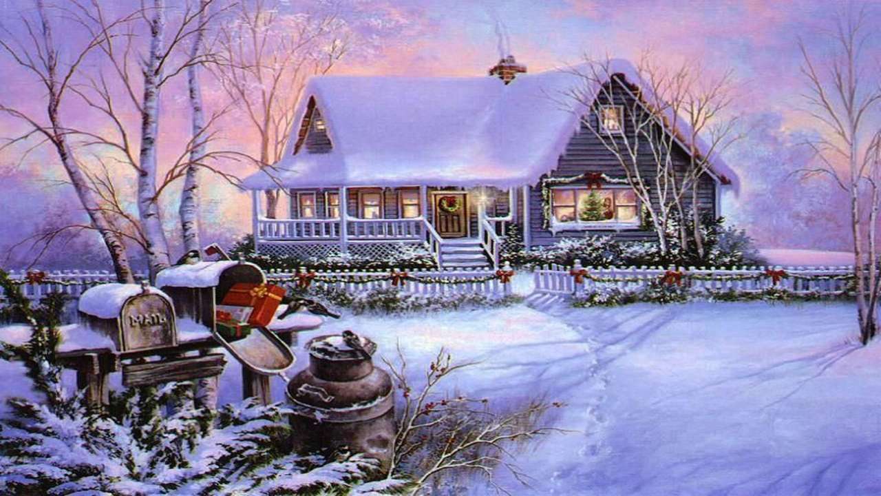 Dom w zimowym krajobrazie puzzle online