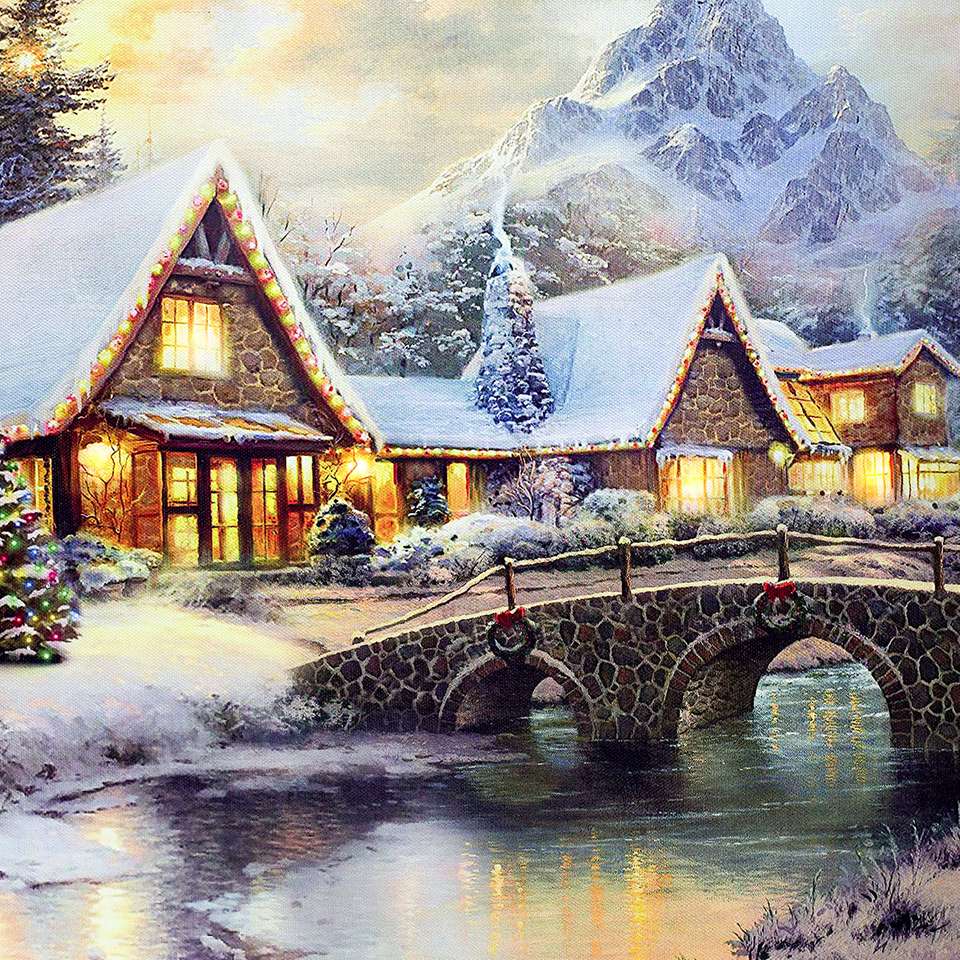 Wieś w zimowy krajobraz puzzle online