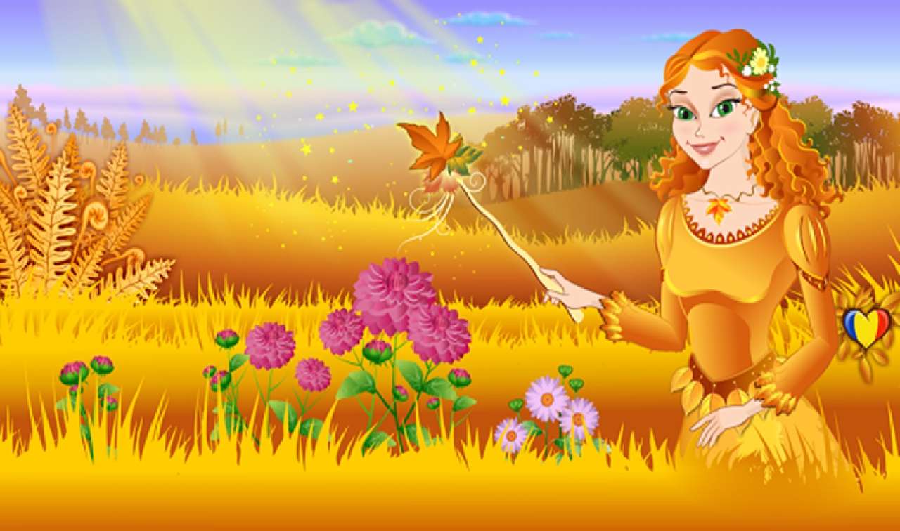 Jesienna wróżka i jej kwiaty puzzle online