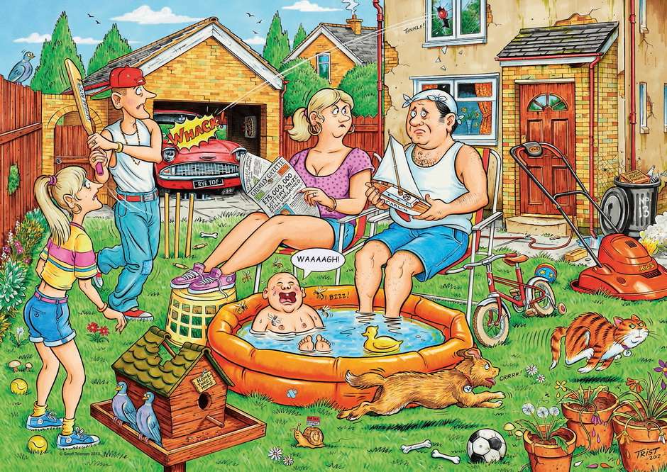 rodzina na podwórku puzzle online