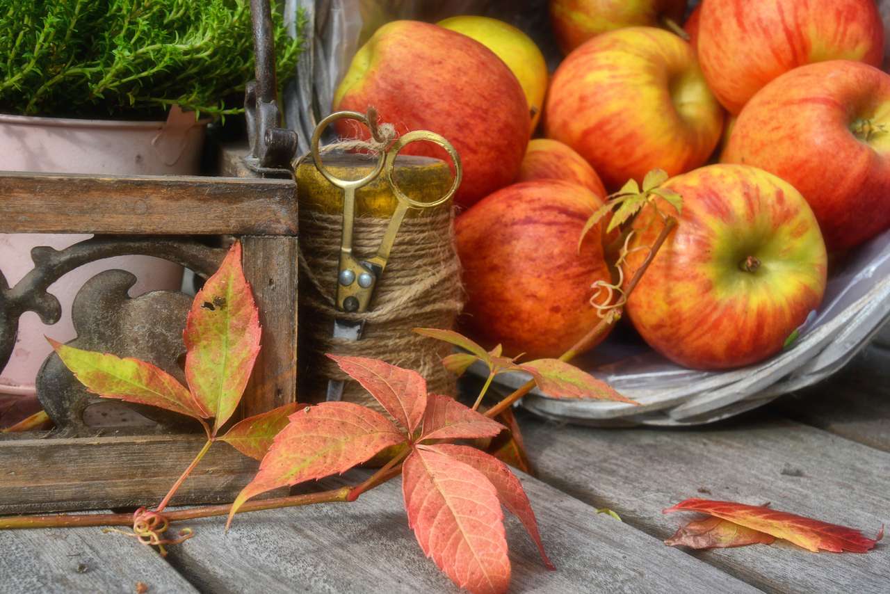 Jesienna dekoracja z jabłkami puzzle online