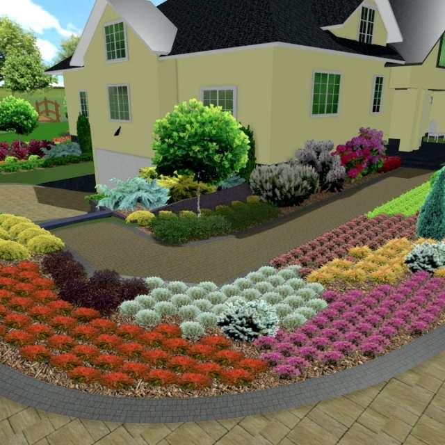 rabaty kwiatowe przed domem puzzle online