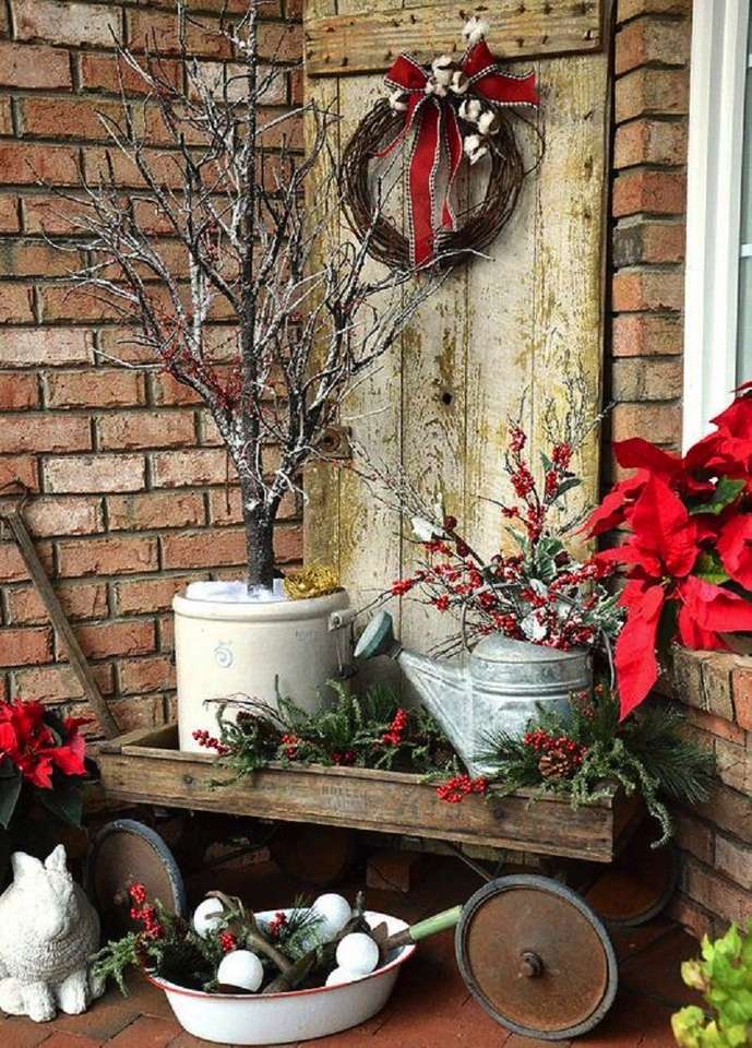 Narożnik domu z dekoracjami świątecznymi puzzle online