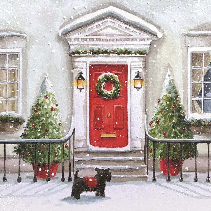 Malowanie dekoracji świątecznej przed domem puzzle online