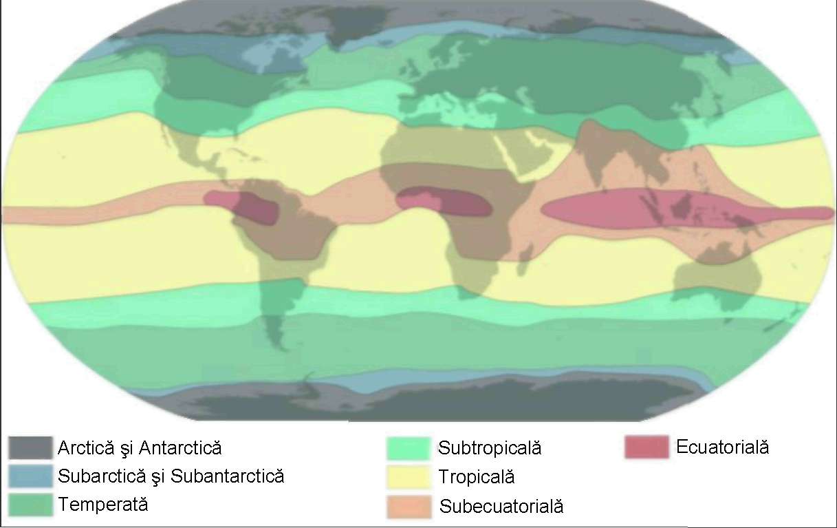 Mapa obszarów i typów klimatu. puzzle online