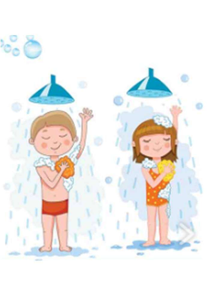 Dzieci pod prysznicem na basenie puzzle online