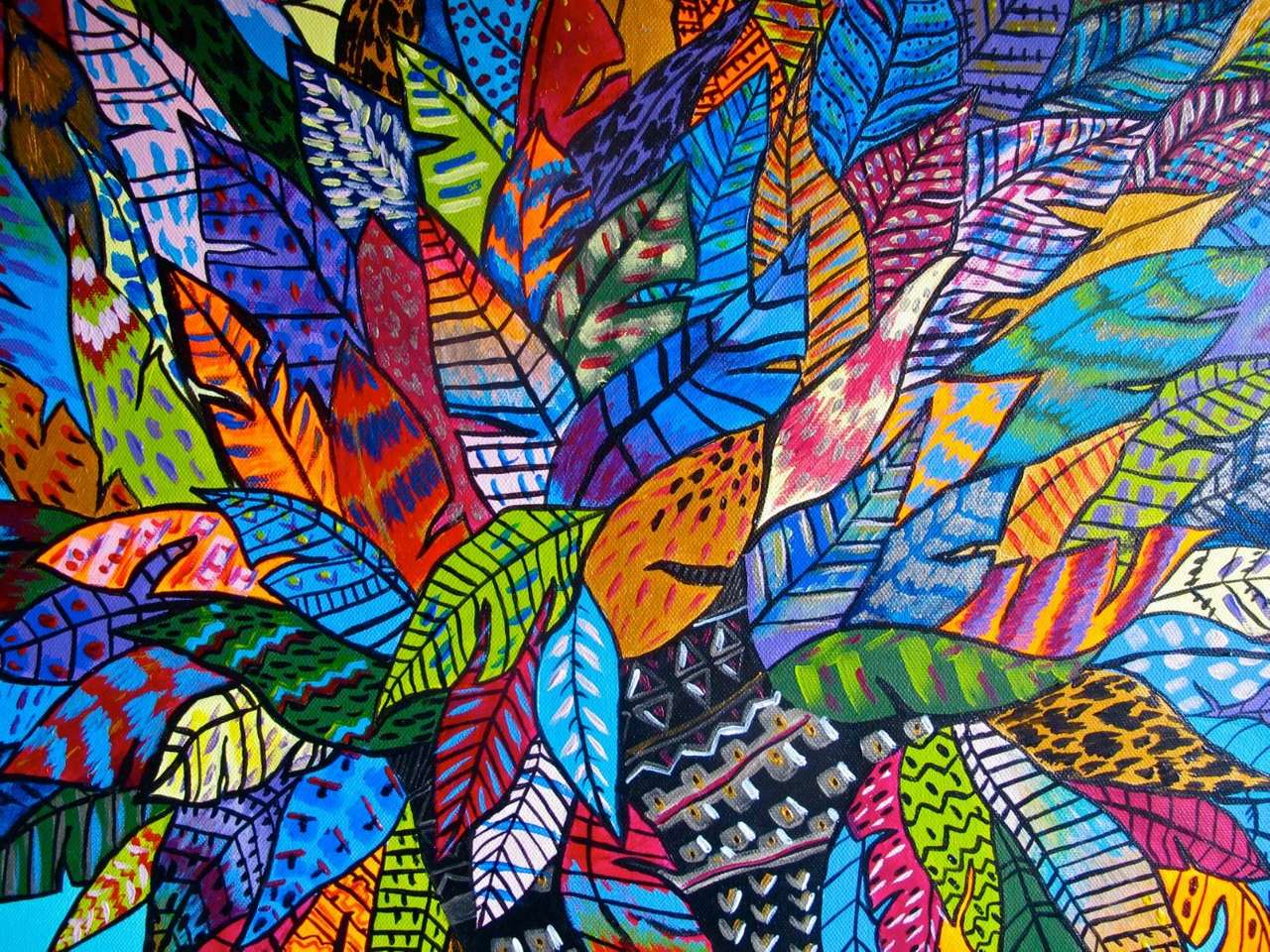 Malowanie liści sztuki abstrakcyjnej puzzle online
