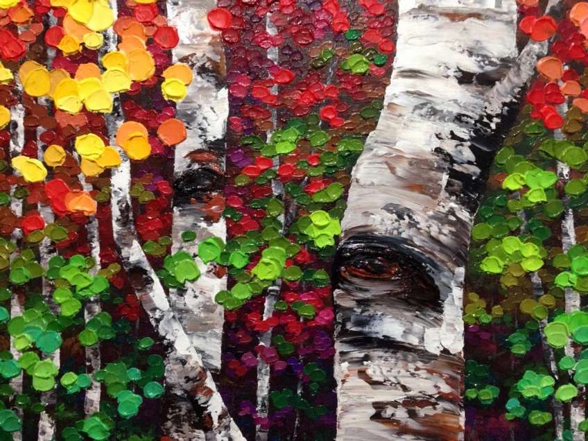 Malowanie drzew jesienią puzzle online