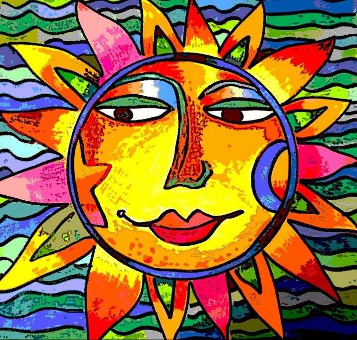 Kolorowe malowanie słońca puzzle online