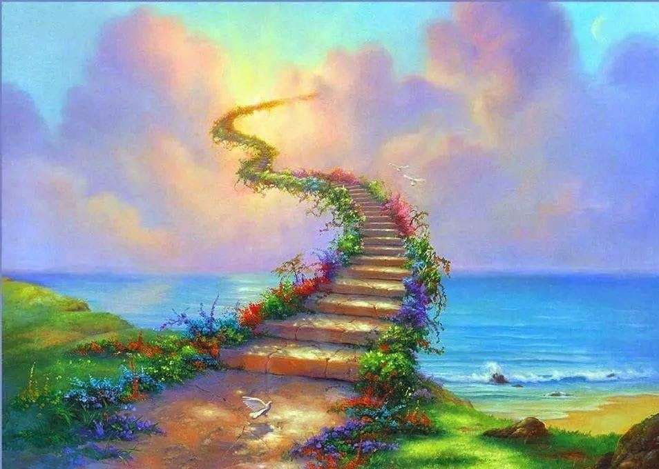 Kolorowe malowanie schodów do nieba puzzle online