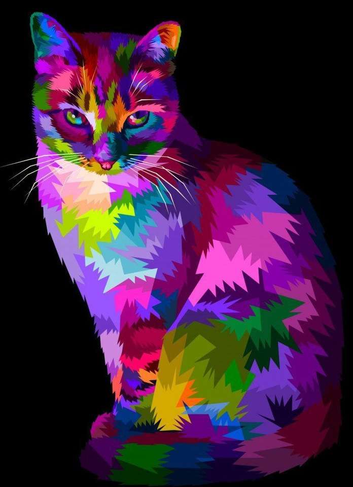 Malowanie kolorowego kota puzzle online