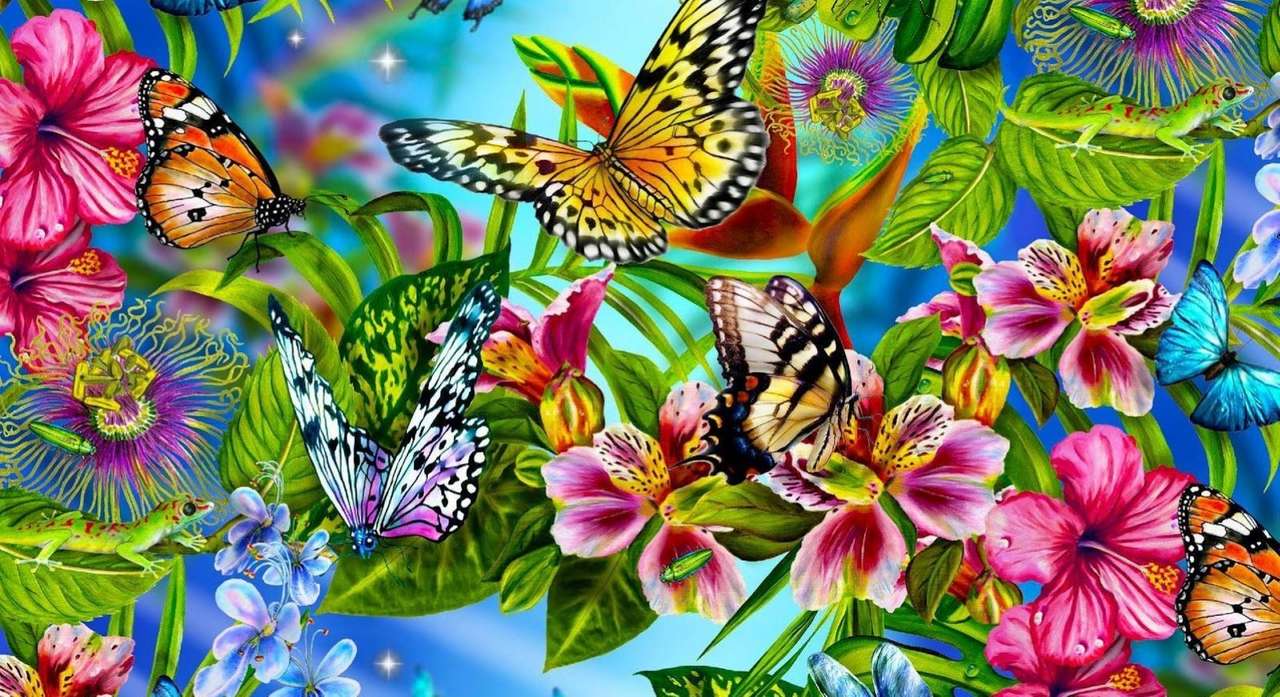 Kolorowe motyle malarskie puzzle online