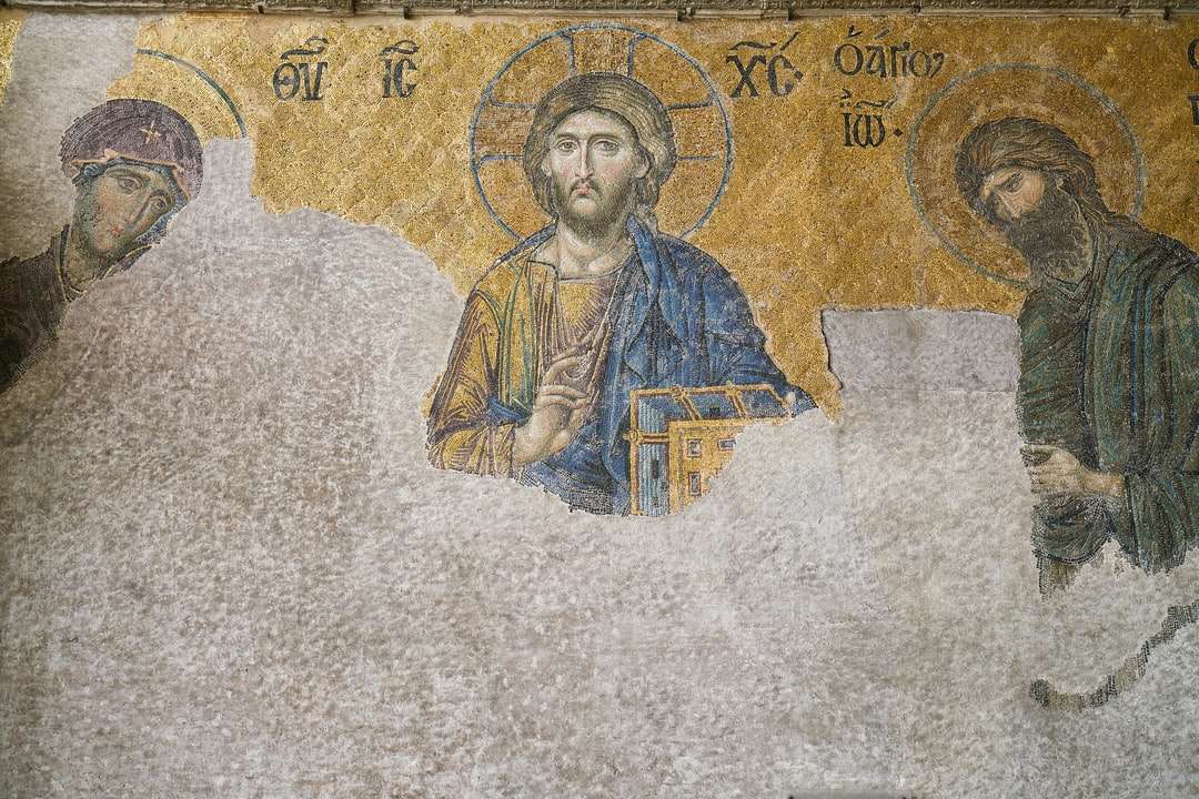 jezus chrystus w malowaniu krzyża puzzle online