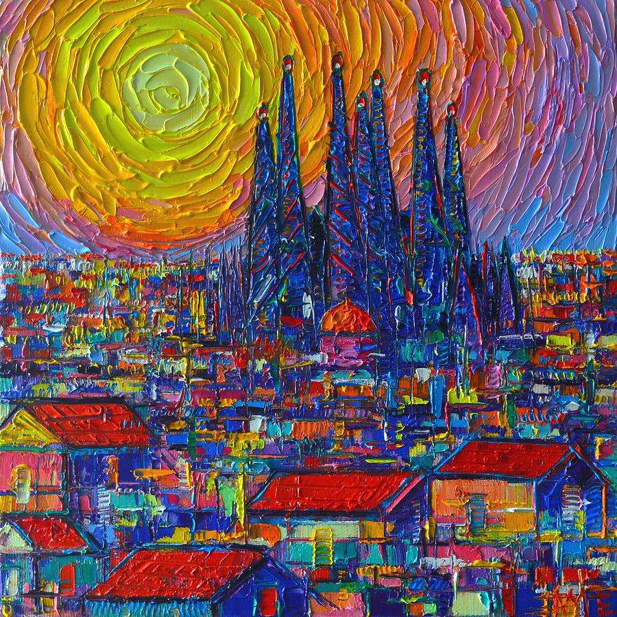 Malowanie kościoła Sagrada Familia w Barcelonie puzzle online