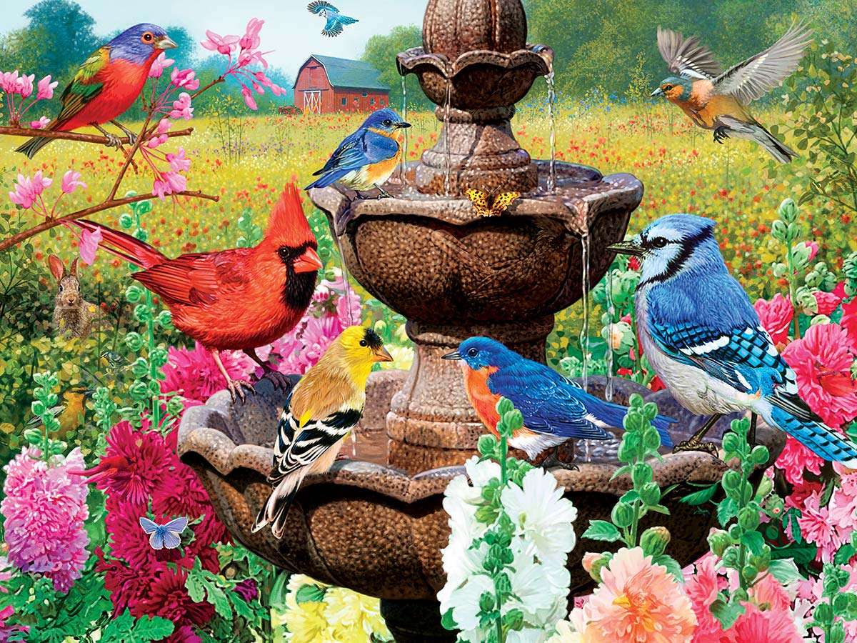 ptaszki pijące wodę puzzle online