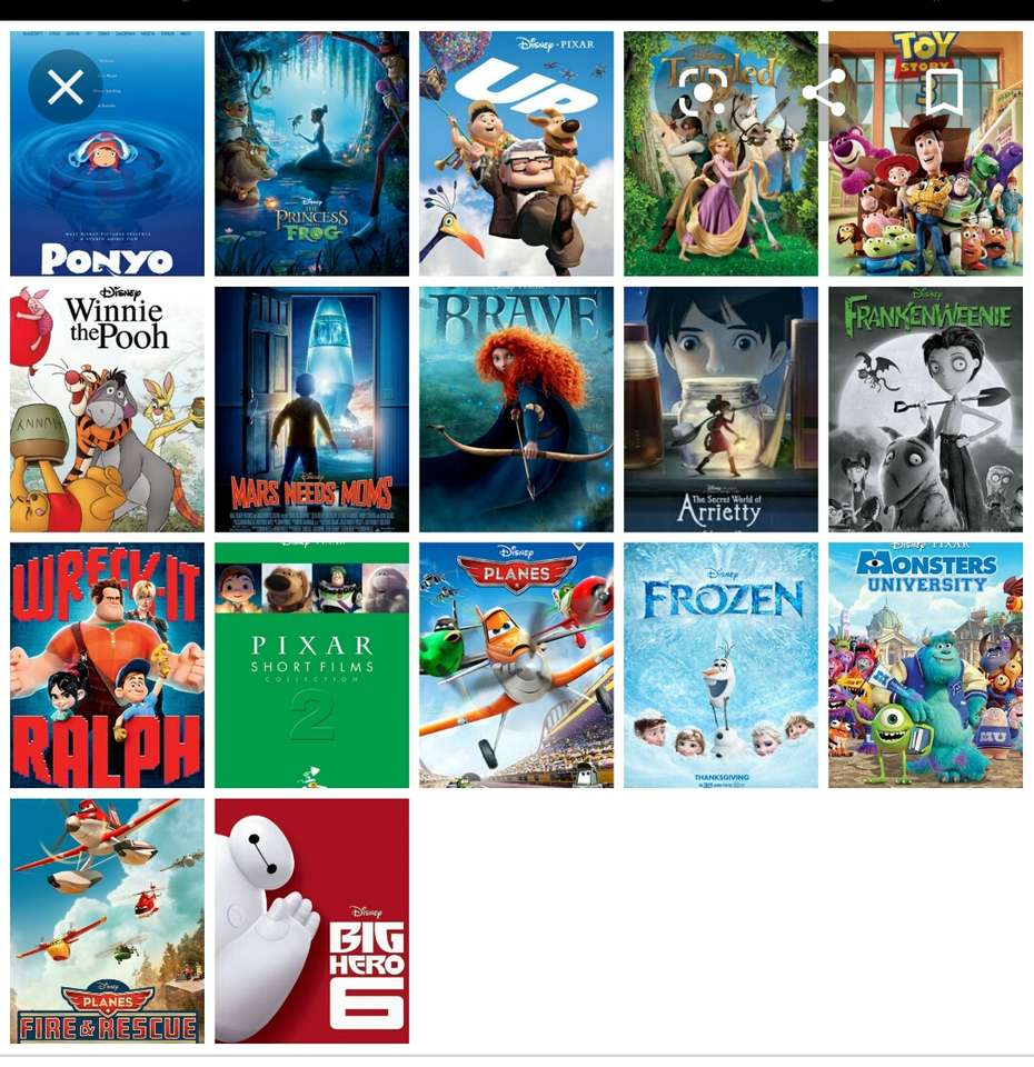Filmy Disneya puzzle online