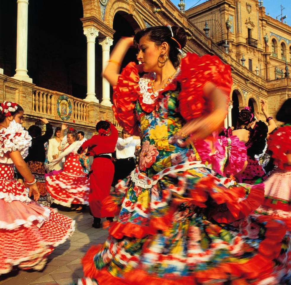 Tancerze flamenco w Sewilli Hiszpania puzzle online