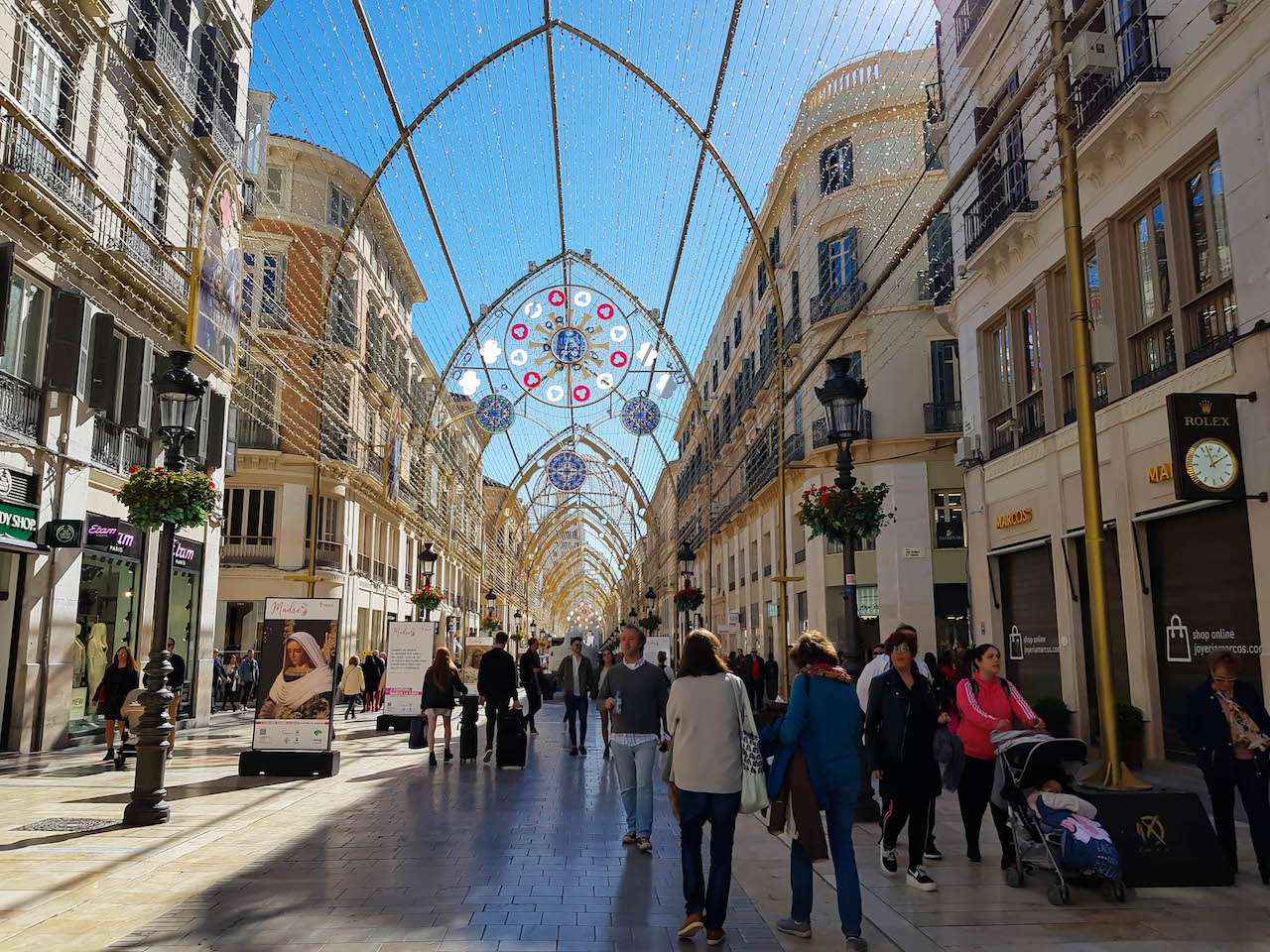 Dekoracja świateł Malagi w centrum miasta puzzle online