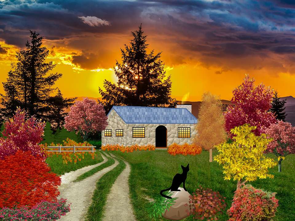 Maison en automne puzzle