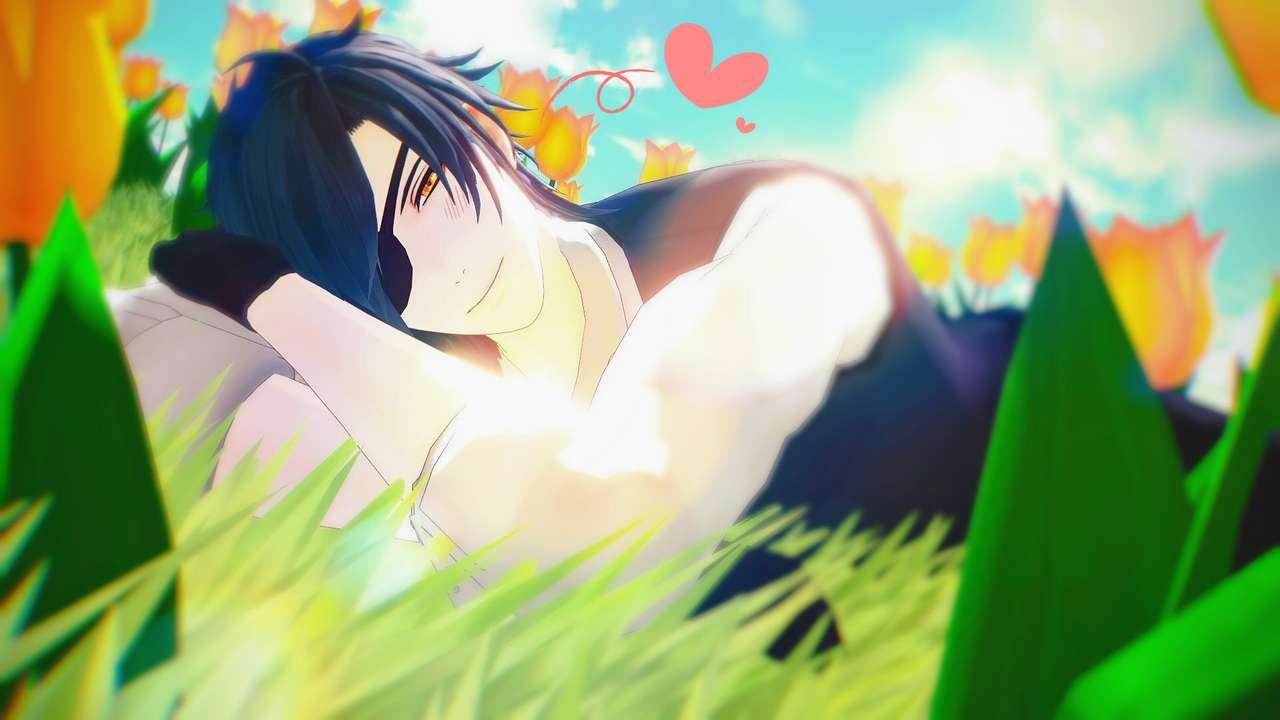 Mitsutada odpoczywa na trawie puzzle online