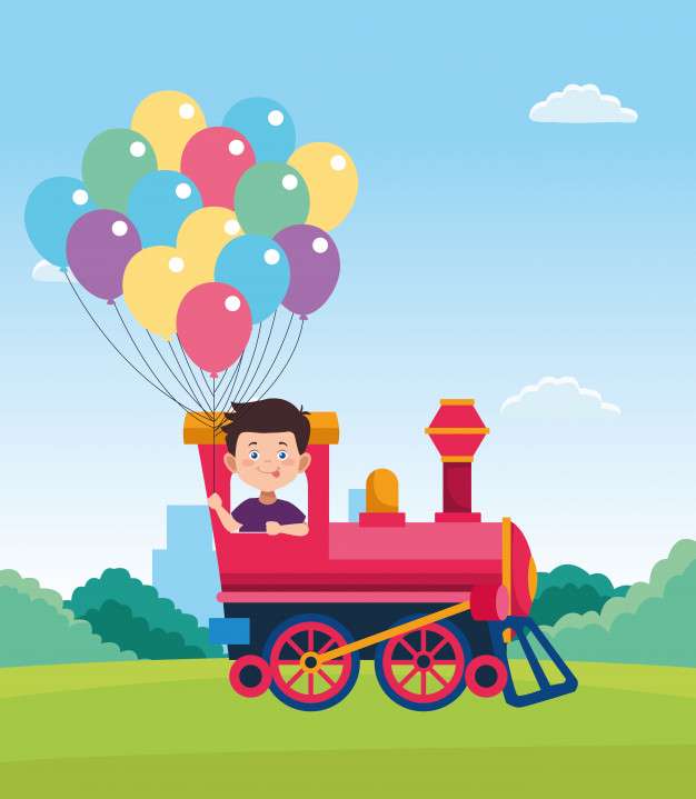 chłopiec z balonami puzzle online