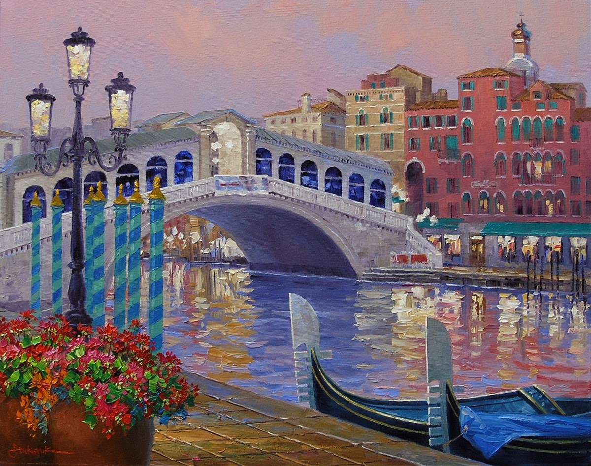 Malowanie mostu Rialto w Wenecji puzzle online