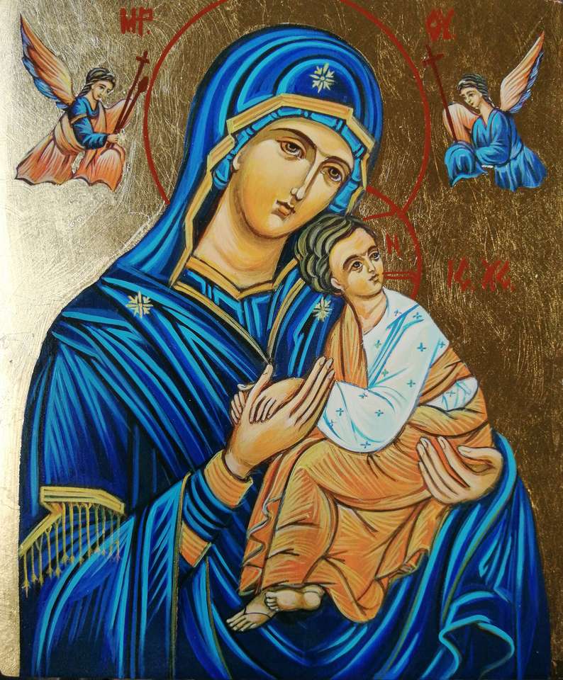 Najświętsza Maryja Panna trzymająca Dzieciątko Jezus Chrystus puzzle online