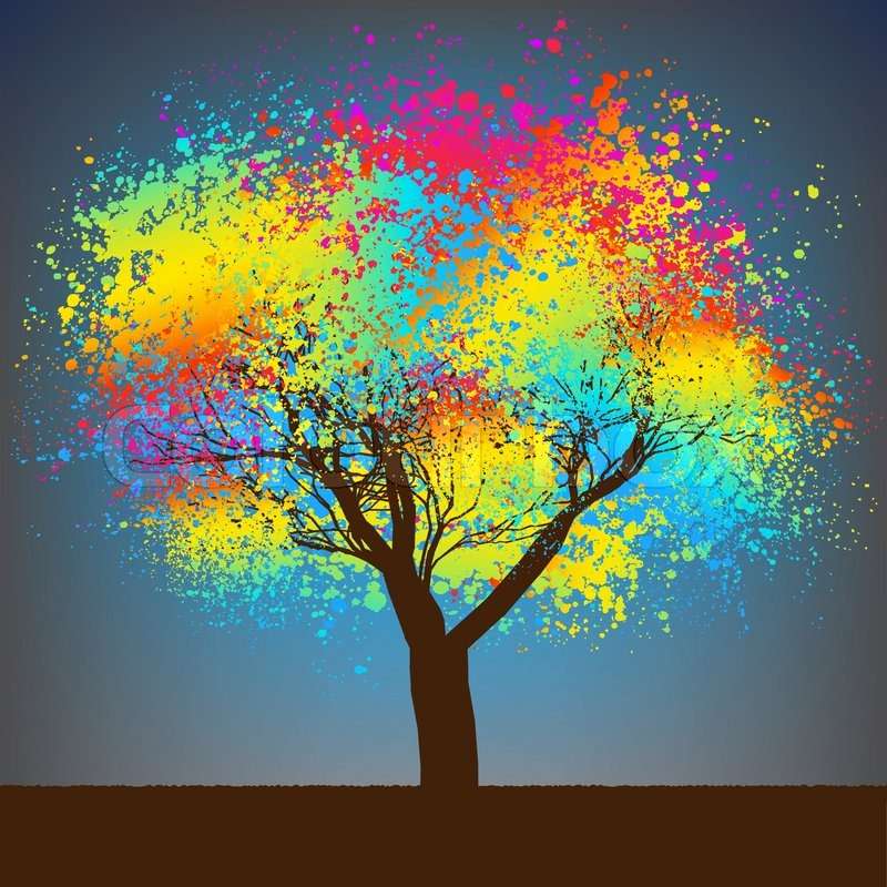 Lśniące kolorowe drzewo puzzle online