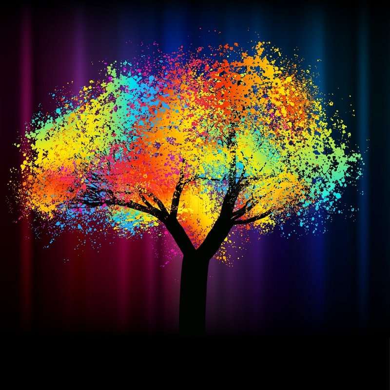 Lśniące kolorowe drzewo puzzle online