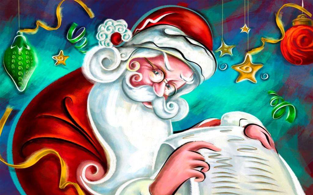 „Święty Mikołaj czyta litery” puzzle online