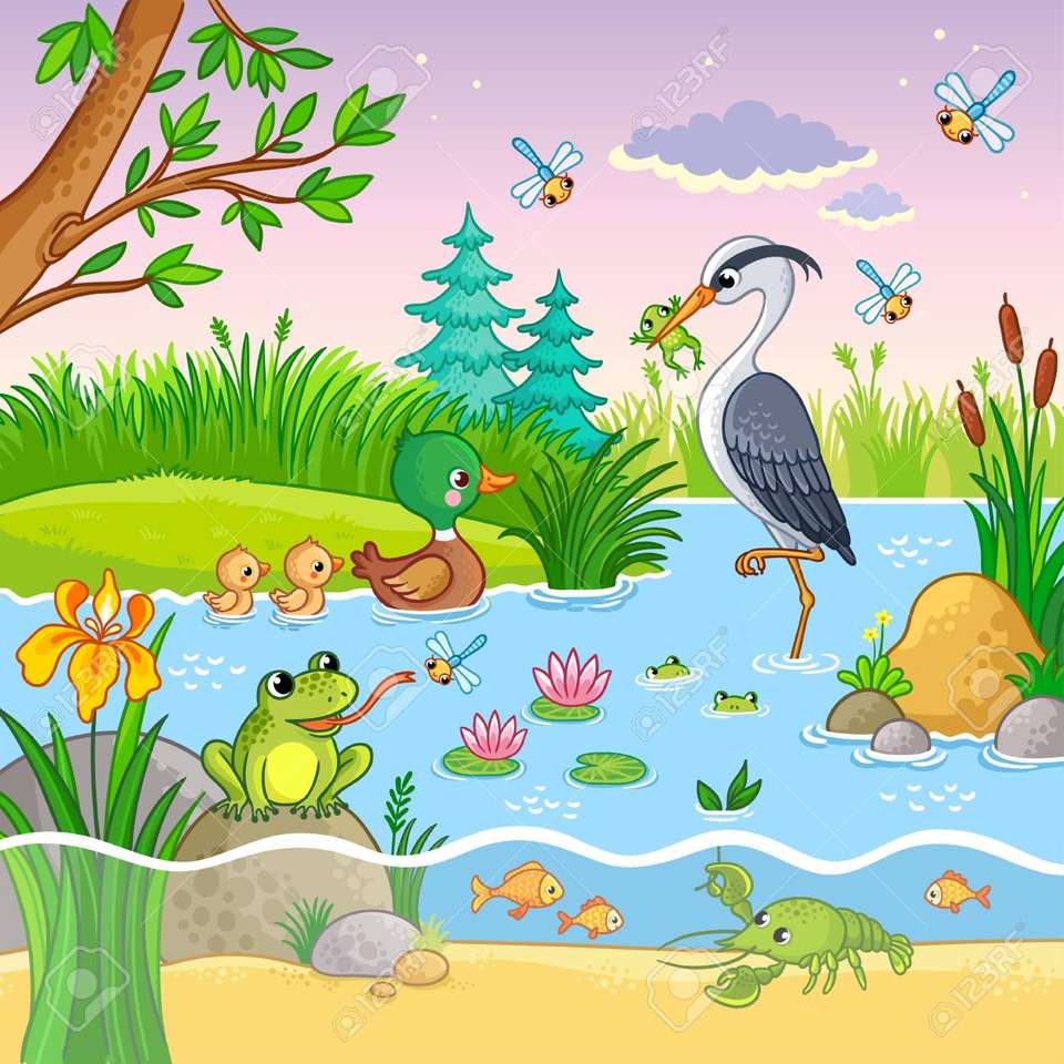 zwierzęta nad jeziorem puzzle online