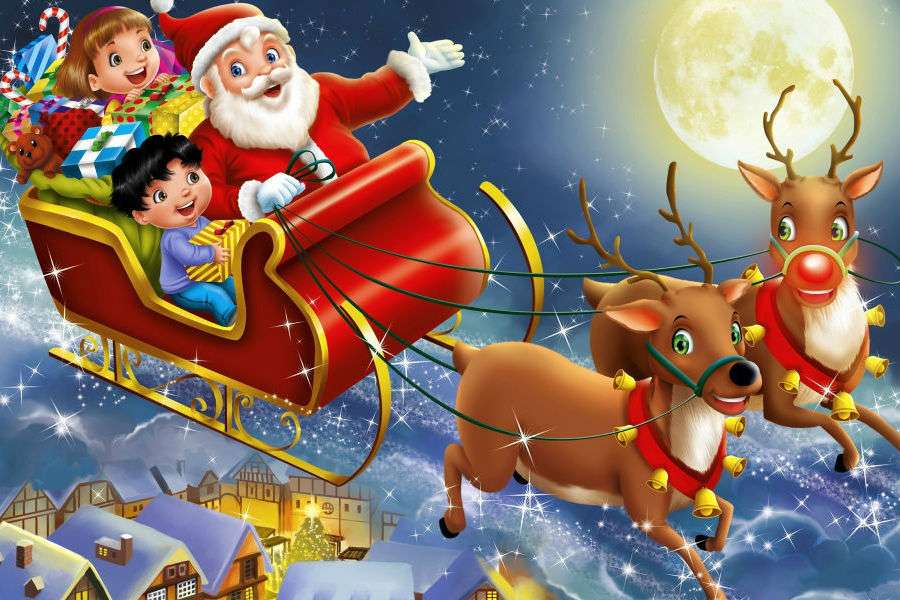 Święty Mikołaj i Rudolf. puzzle online